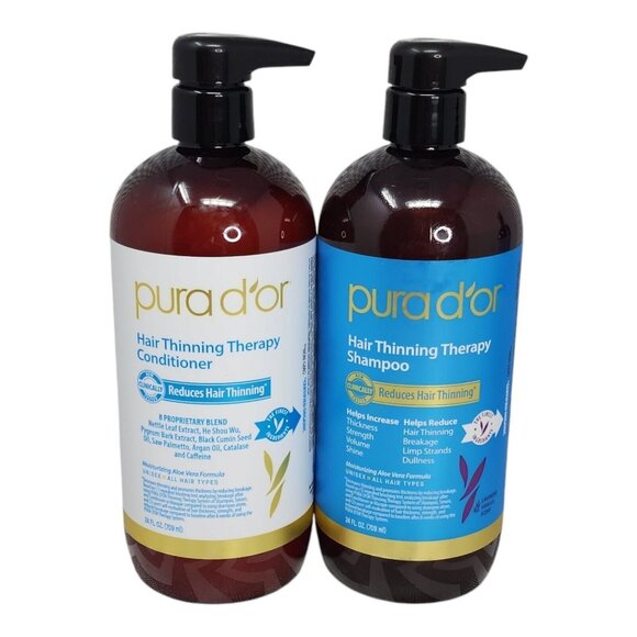 PURA D'OR Dor Hair Thinning Therapy Shampoo & Conditioner LAVENDER VANILLA 24 oz - Picture 1 of 10